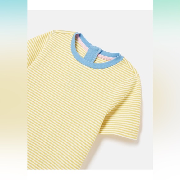 Joules Girls Size 4 Rosalee Short Sleeve A-Line Dress Yellow White Stripe NWT - Picture 2 of 5